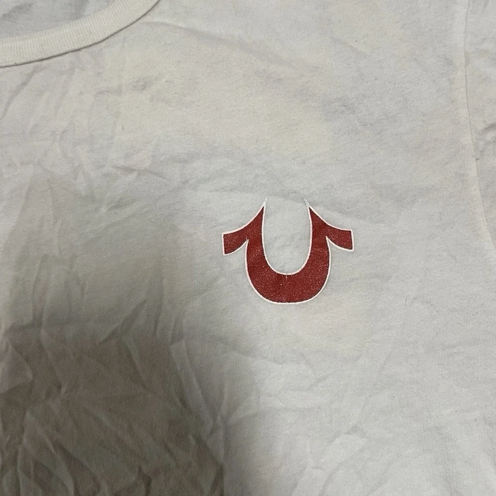 True Religion Men's XL White Logo Short Sleeve Crewneck T-Shirt Casual Tee